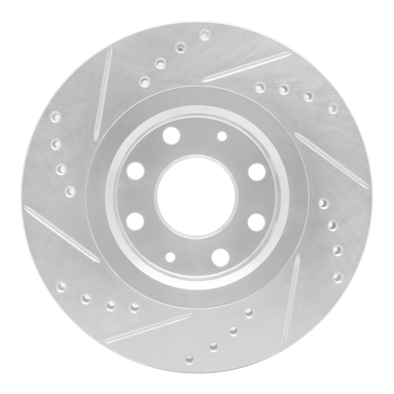 Chevrolet AVEO Brake Rotor (1) - Front Right - R1 Concepts - Drilled & Slotted - Silver - `04-`17